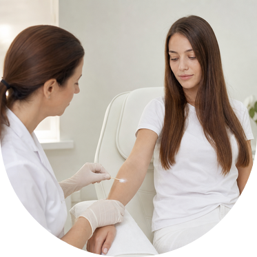 derma-mini-lechenie Врач наносит лечебный крем на кожу руки пациентки