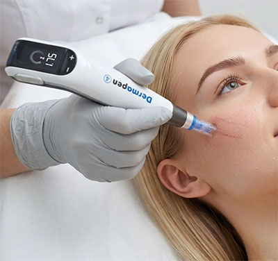 Обработка кожи лица аппаратом Dermapen